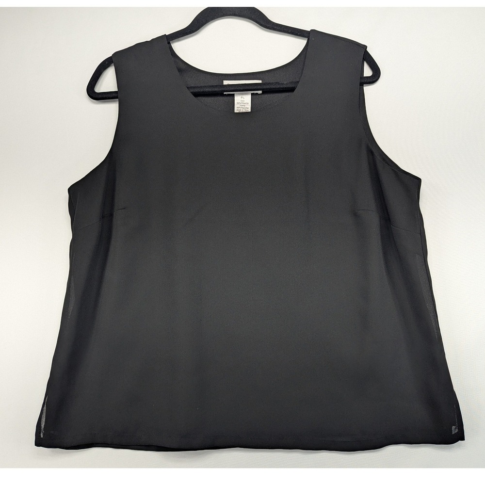 Drapers & Damons Petites Black Sleeveless Shell Top Blouse PL Scoop Neck Lined